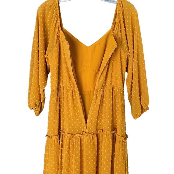 J. Crew Marigold Tiered  Maxi Dress Womens 2 Long Sleeve Swiss Dot Fairy Peasant - Picture 5 of 7